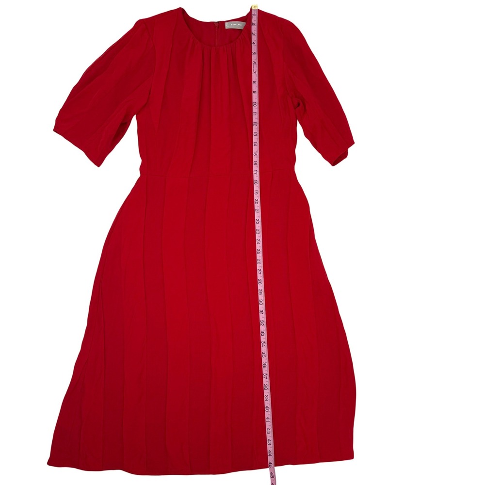 Everlane Women's Short Sleeve Red Striped‎ Ruched Dress - Picture 10 of 14